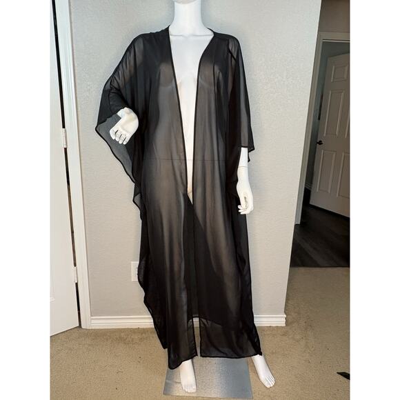 Icon Swim Long Maxi Kimono Duster Sheer Chiffon Cover Whimsygoth Witchy Vamp M - Picture 2 of 8